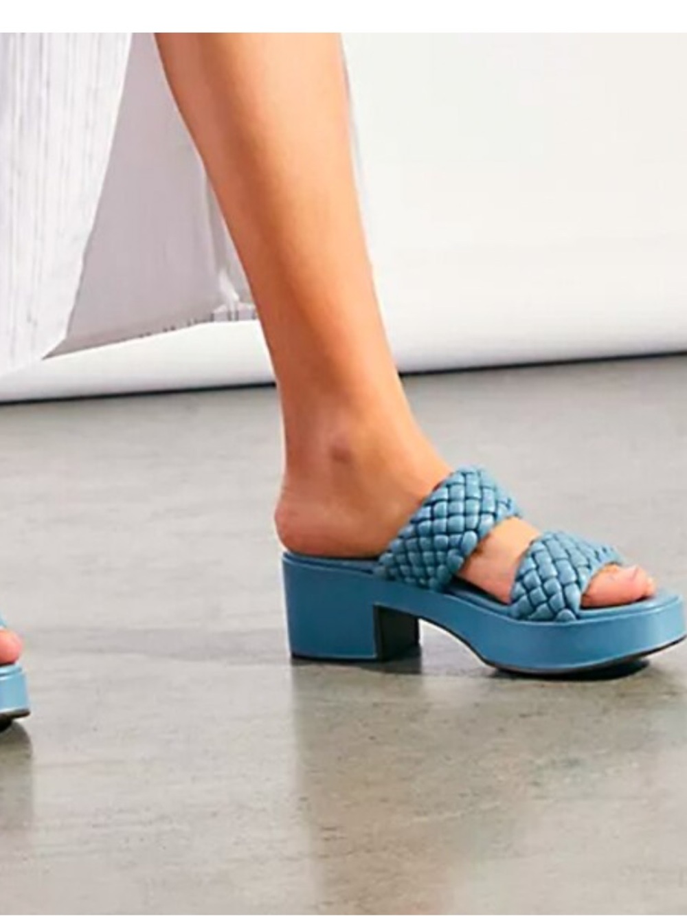 Seychelles Dusty Blue Braided Double-Strap Platform Mules